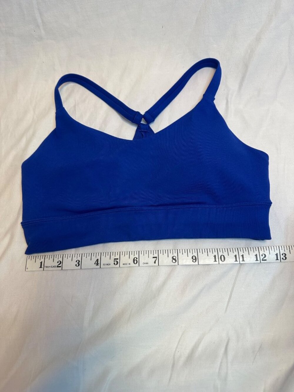 Marika Activewear Yoga Blue Sports Bra Strappy Back Lightweight Stretch Lined